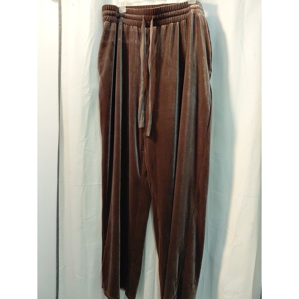 New Simple by Suzanne Betro Women's‎ Brown Velour Loose Wide Leg Pants Sz. 4X